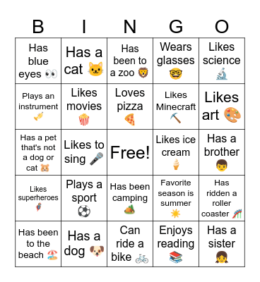 4th Grade Getting to Know You Bingo Card