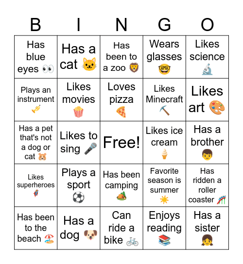 4th Grade Getting to Know You Bingo Card