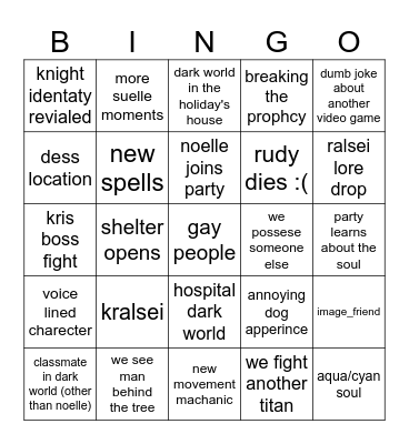 DELTARUNE CHAPTER 6 BINGO Card
