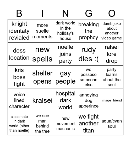 DELTARUNE CHAPTER 6 BINGO Card