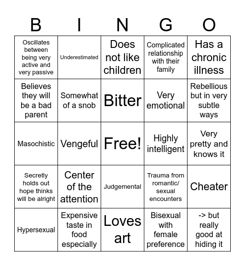 Adina kinnie Bingo Card
