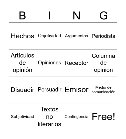MMC Bingo Card