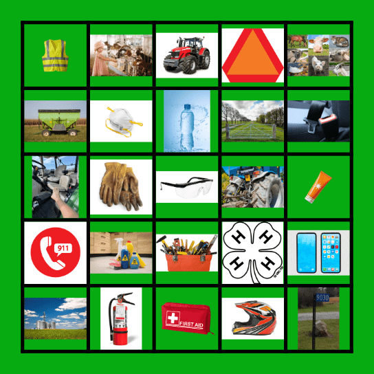 Farm Safety Bingo Card