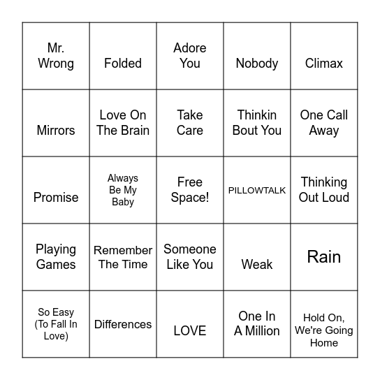 Romantic on the Mic Bingo Card