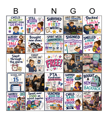 Back to school- Game # 2 Bingo Card