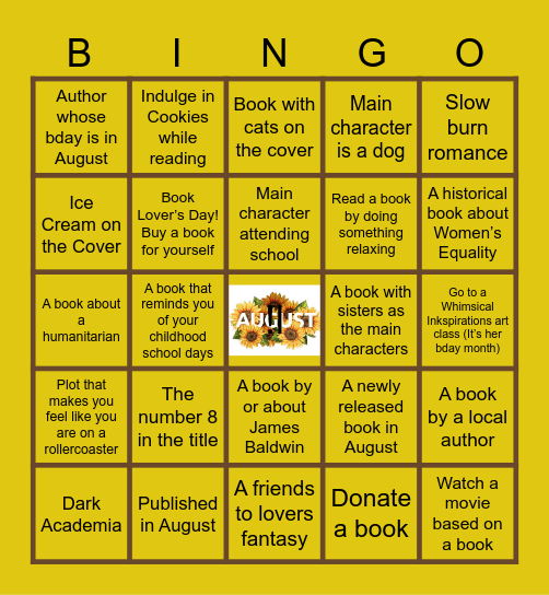 R..O.T. August Book BINGo Card