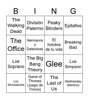 BINGO DE SERIES Bingo Card