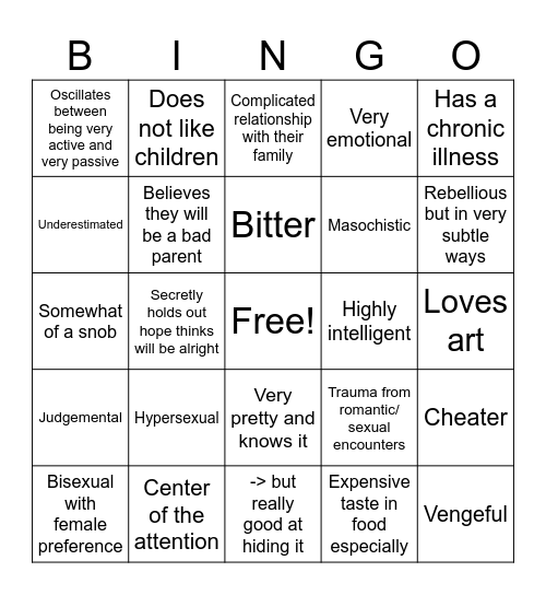 Adina kinnie Bingo Card