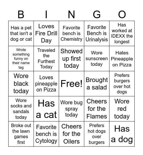 IDEXX Alberta BBQ 2026 Get to Know You BINGO Card