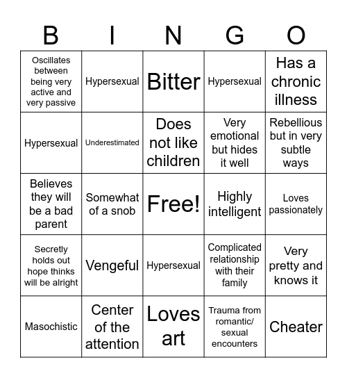Adina kinnie Bingo Card