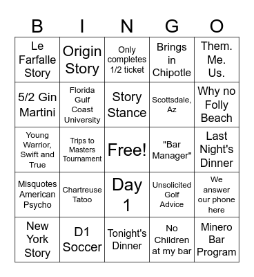 Maison Bingo Card