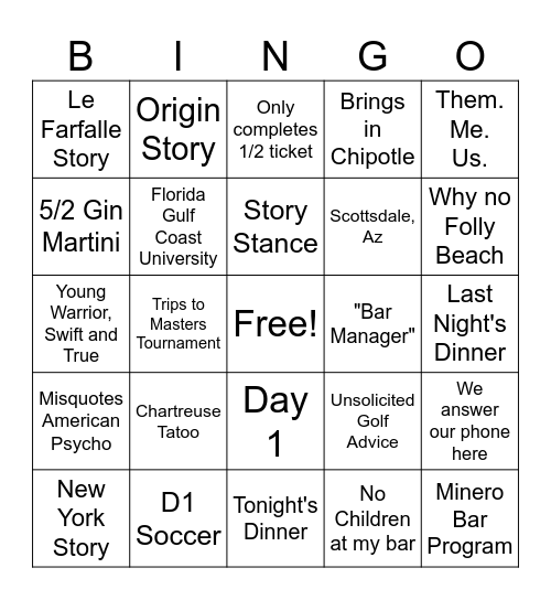 Maison Bingo Card
