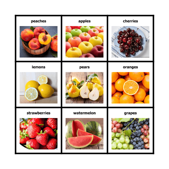 Fruit BINGO Card