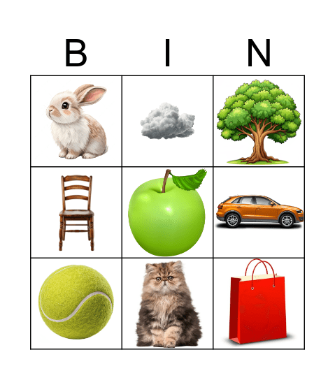 Bingo objects kids Bingo Card