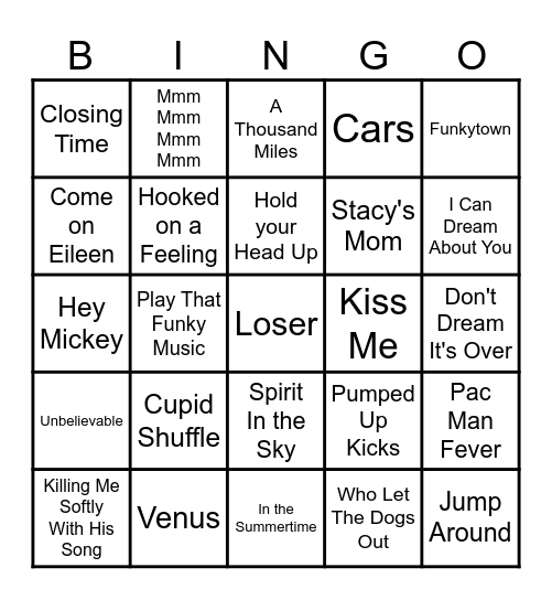 One Hit Wonders-74 Bingo Card