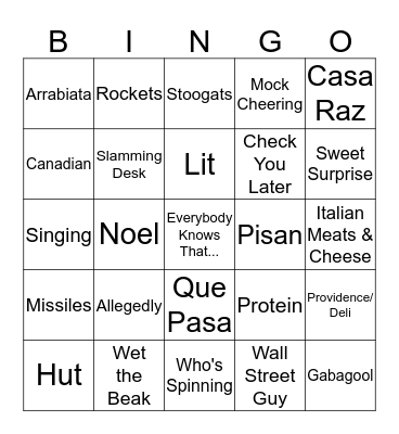 Round 15 Bingo Card