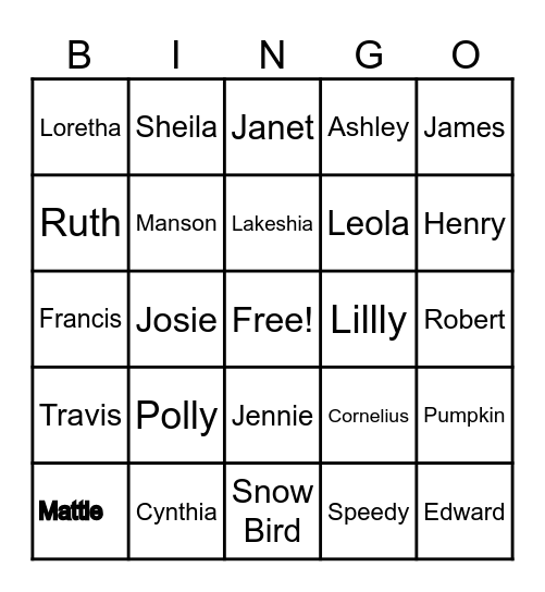 CREIGHTON/JOHNSON FAMILY BINGO Card