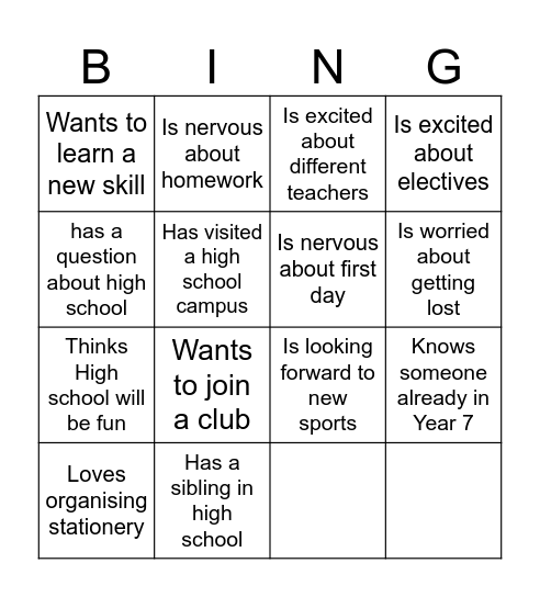 Untitled Bingo Card