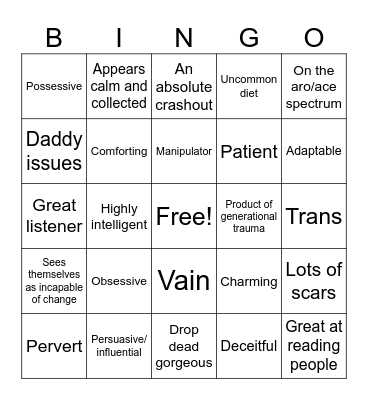 Lysander kinnie Bingo Card