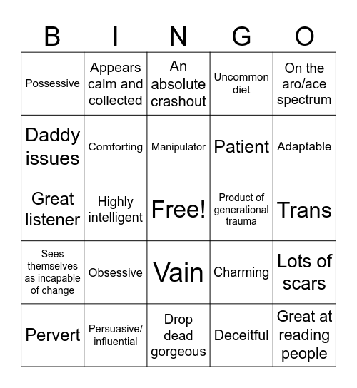 Lysander kinnie Bingo Card