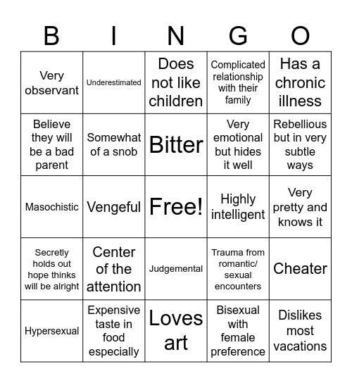 Adina kinnie Bingo Card