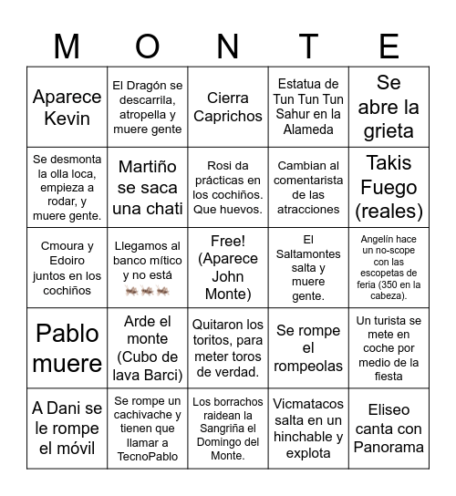 Bingo FestaDoMonte Bingo Card