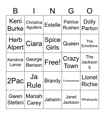 Journey Through Time Bingo Card