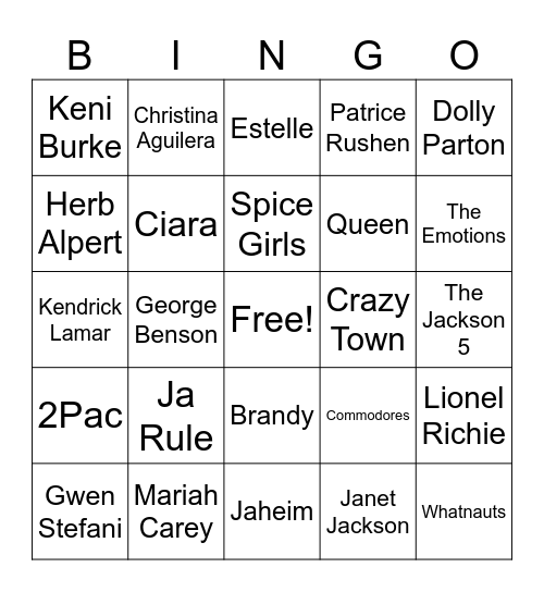 Journey Through Time Bingo Card