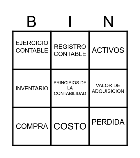 Bingo Principios Bingo Card