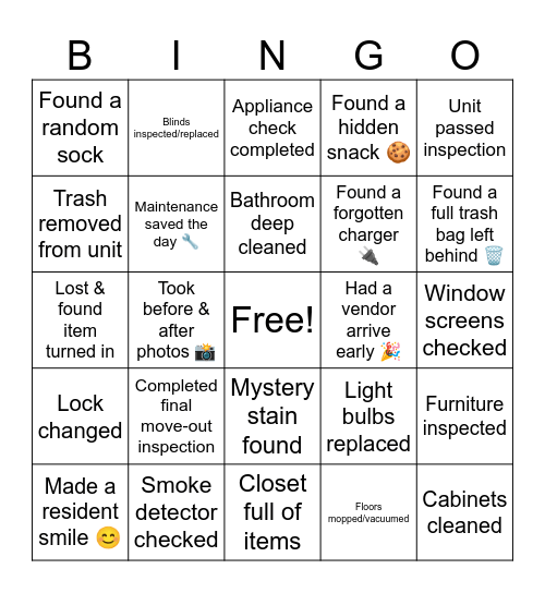 Turn Bingo Card
