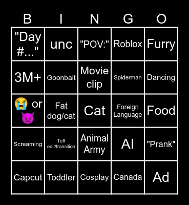 zinger5Tiktok Bingo Card