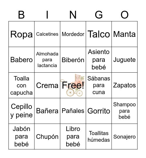 Baby Shower Bingo Card