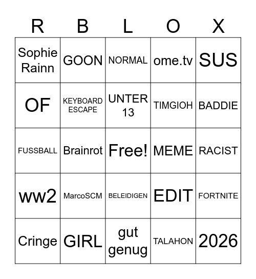 GOON QUIZ Bingo Card