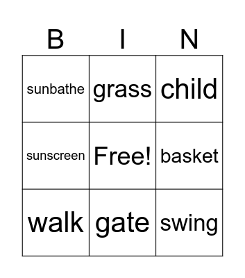 Picnic Day Bingo Card