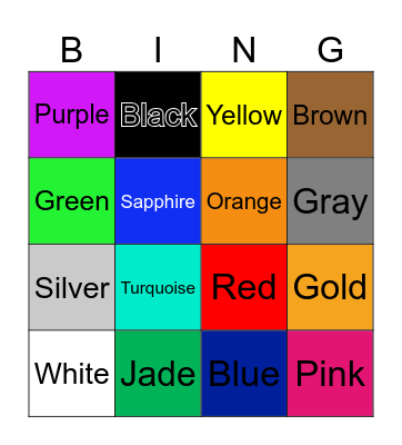 Colors Bingo Card