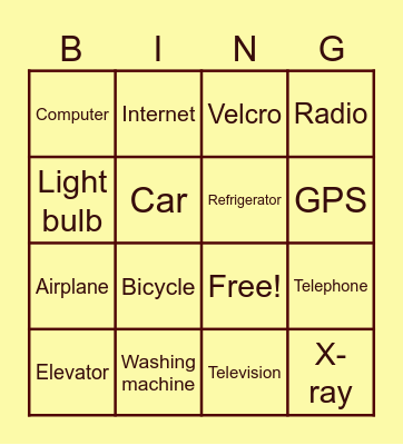 INVENTIONS BINGO! Bingo Card