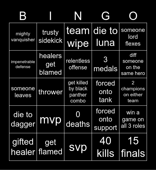 marvel rivals bingo Card