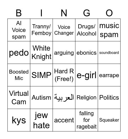 Socialize Bingo Card