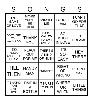 MB #107- SOME REALLY NICE . . Bingo Card