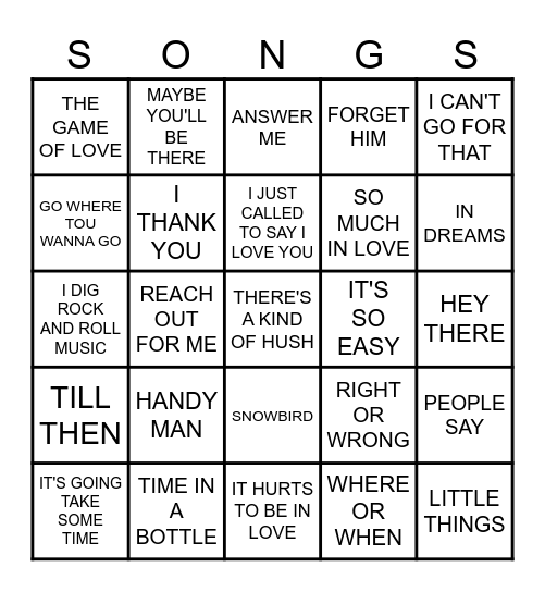 MB #107- SOME REALLY NICE . . Bingo Card