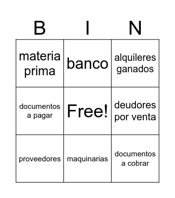 bingo contable Bingo Card