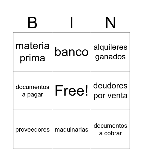 bingo contable Bingo Card