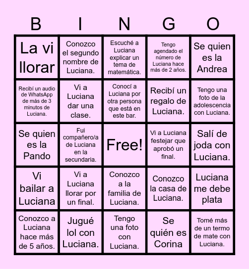 Lula's Bingo Card