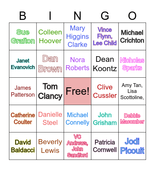 Author bingo Card