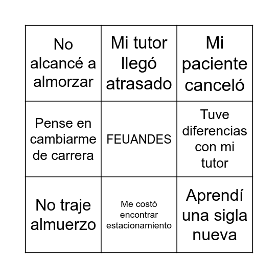 FEUANDES Bingo Card