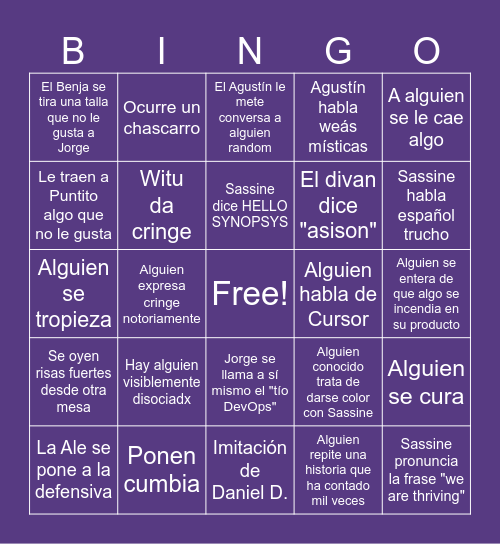 Aniversario Snoopy Bingo Card