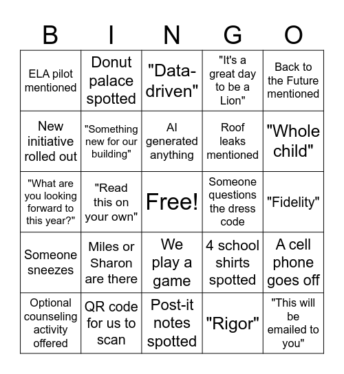 PD BINGO Card
