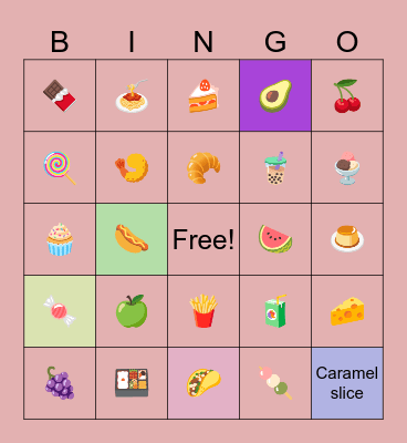 Food/drinks-g&e Bingo Card