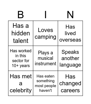 Team Bingo Card
