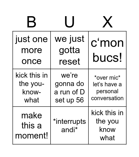 finals week bingo Card